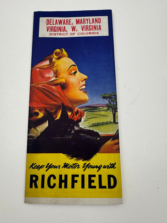 Vintage Road Map Richfield DE MA VA WV
