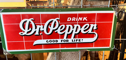 Vintage Dr. Pepper Porcelain Sign Gorgeous Field.