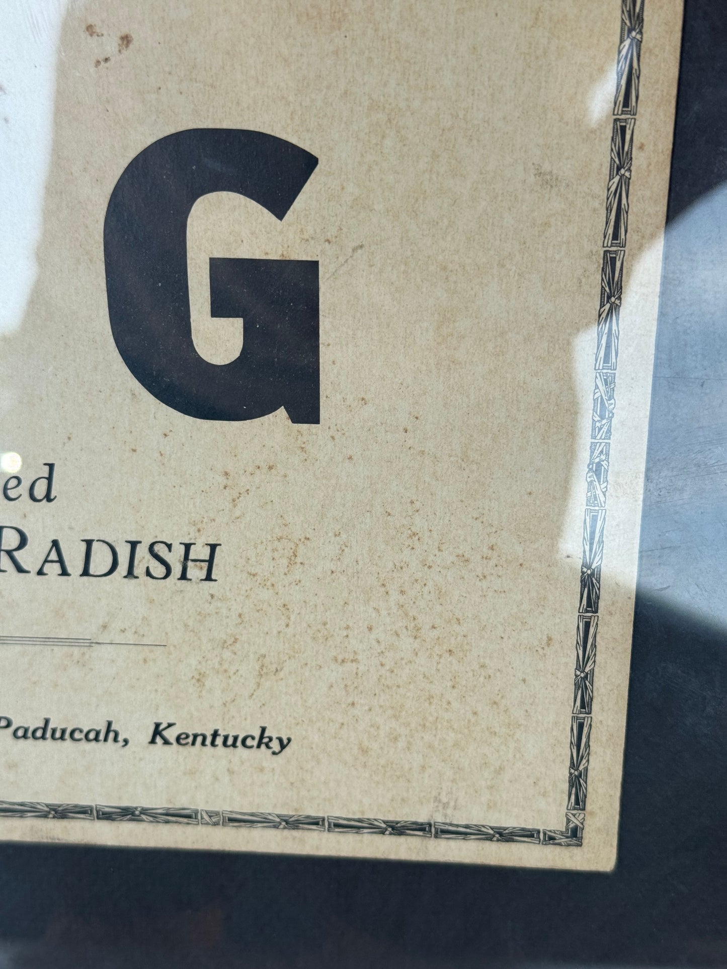 Vintage Sign Pure Horse Radish Broadside Ad