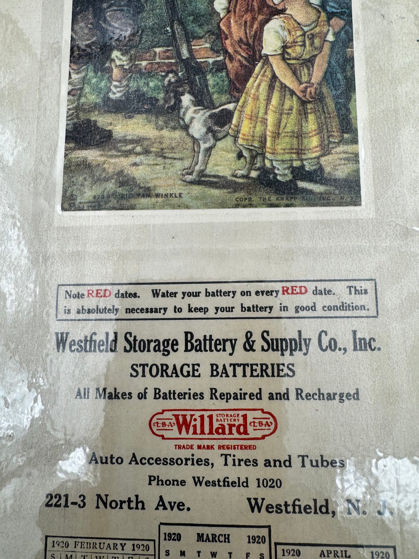 Vintage Willard Battery Calendar Page March 1920 Laminated