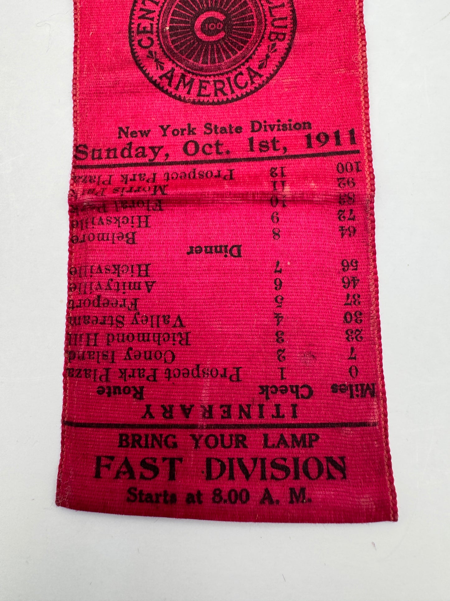 Vintage Bicycle Race Ribbon and Bike Number 1911 RARE SURVIVOR
