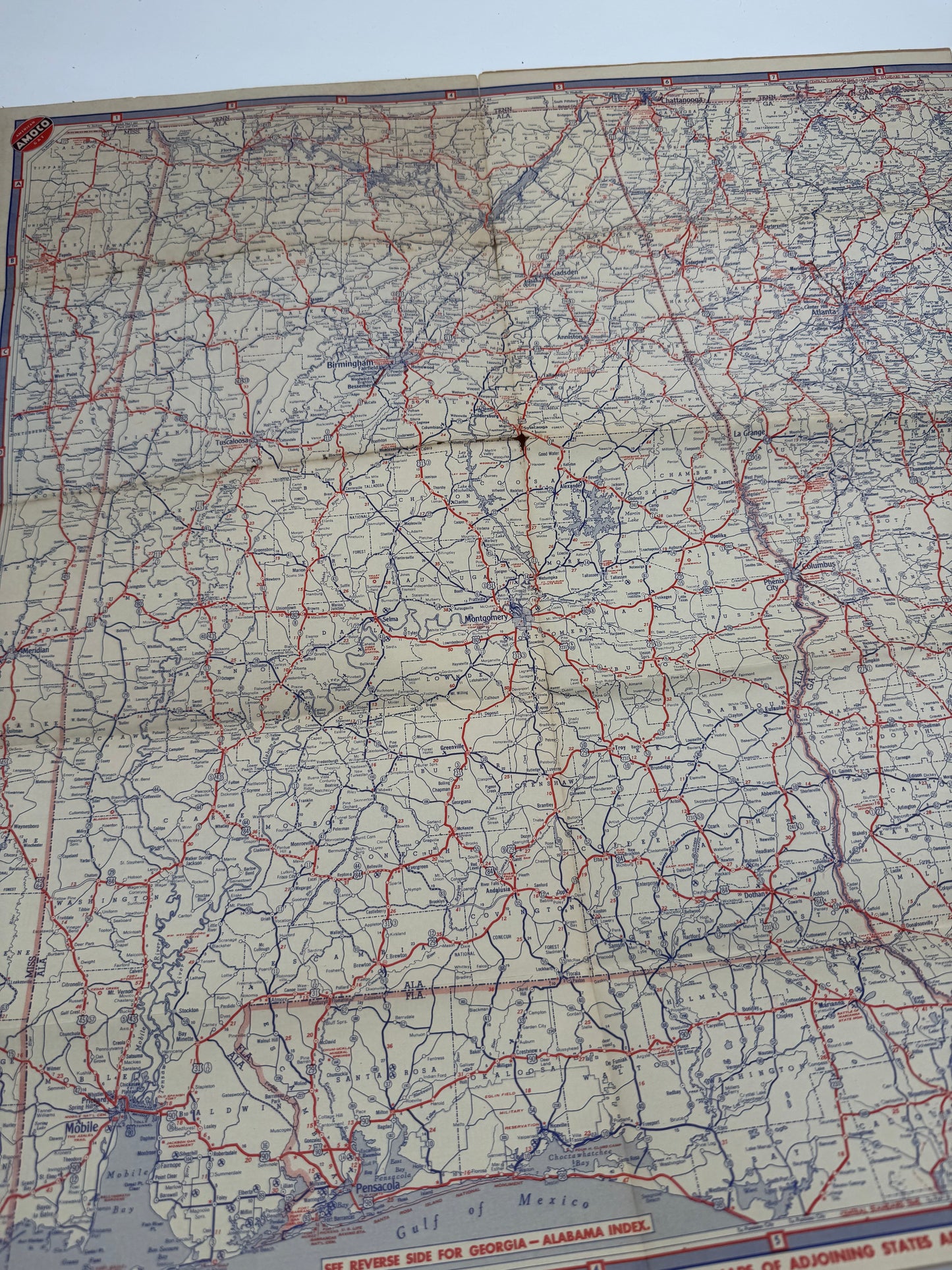 Vintage Road Map Amoco 1945 Georgia, Alabama￼