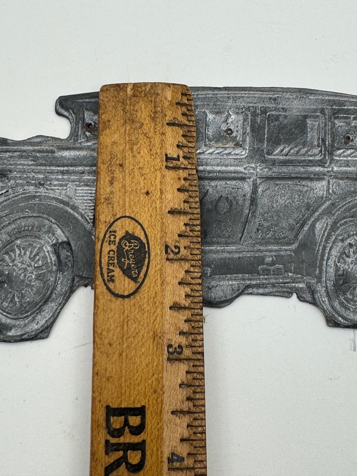 Vintage Automobile Print Block 1930s Left Facing Large