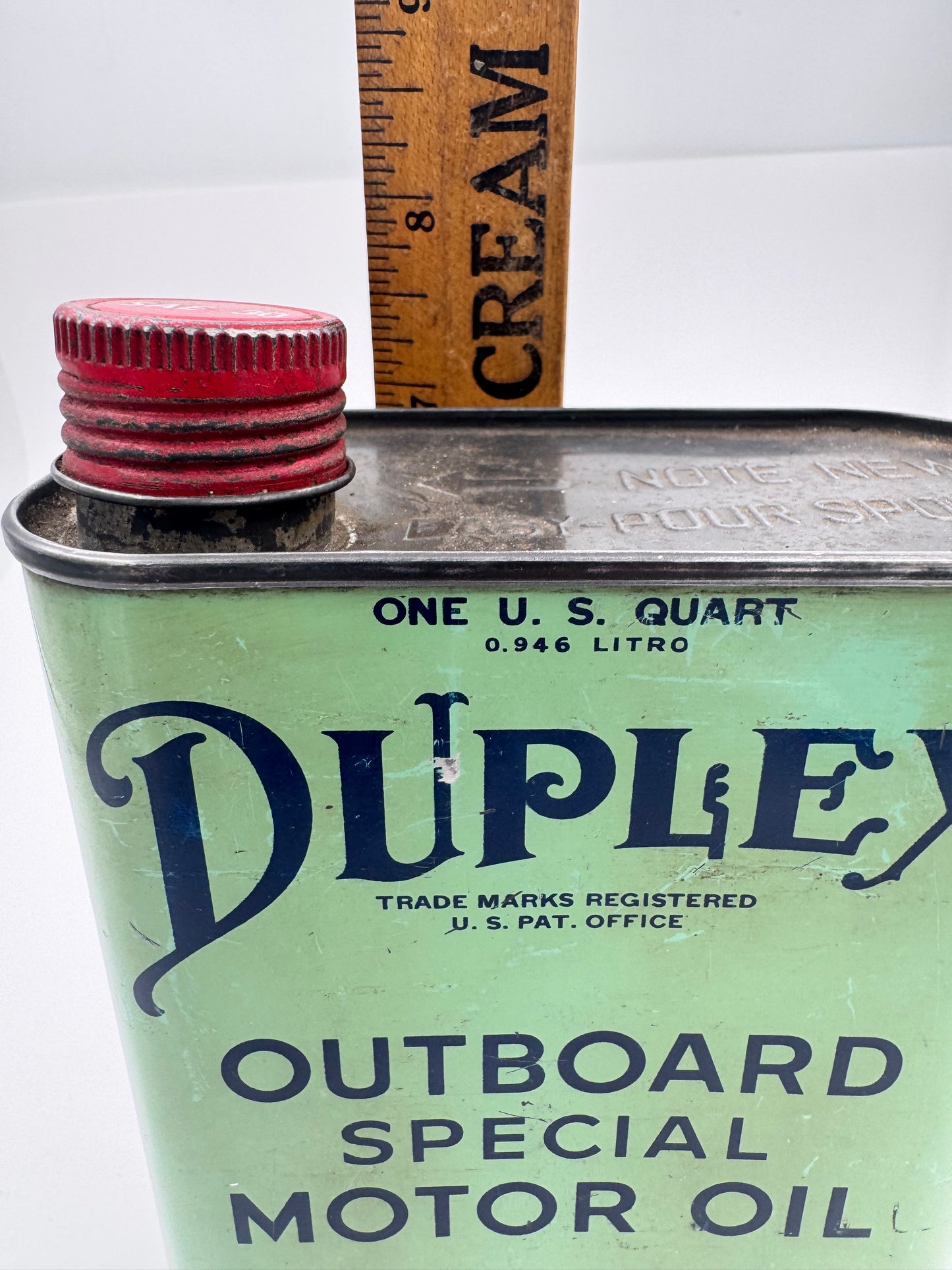Vintage Duplex Outboard Oil Can Full