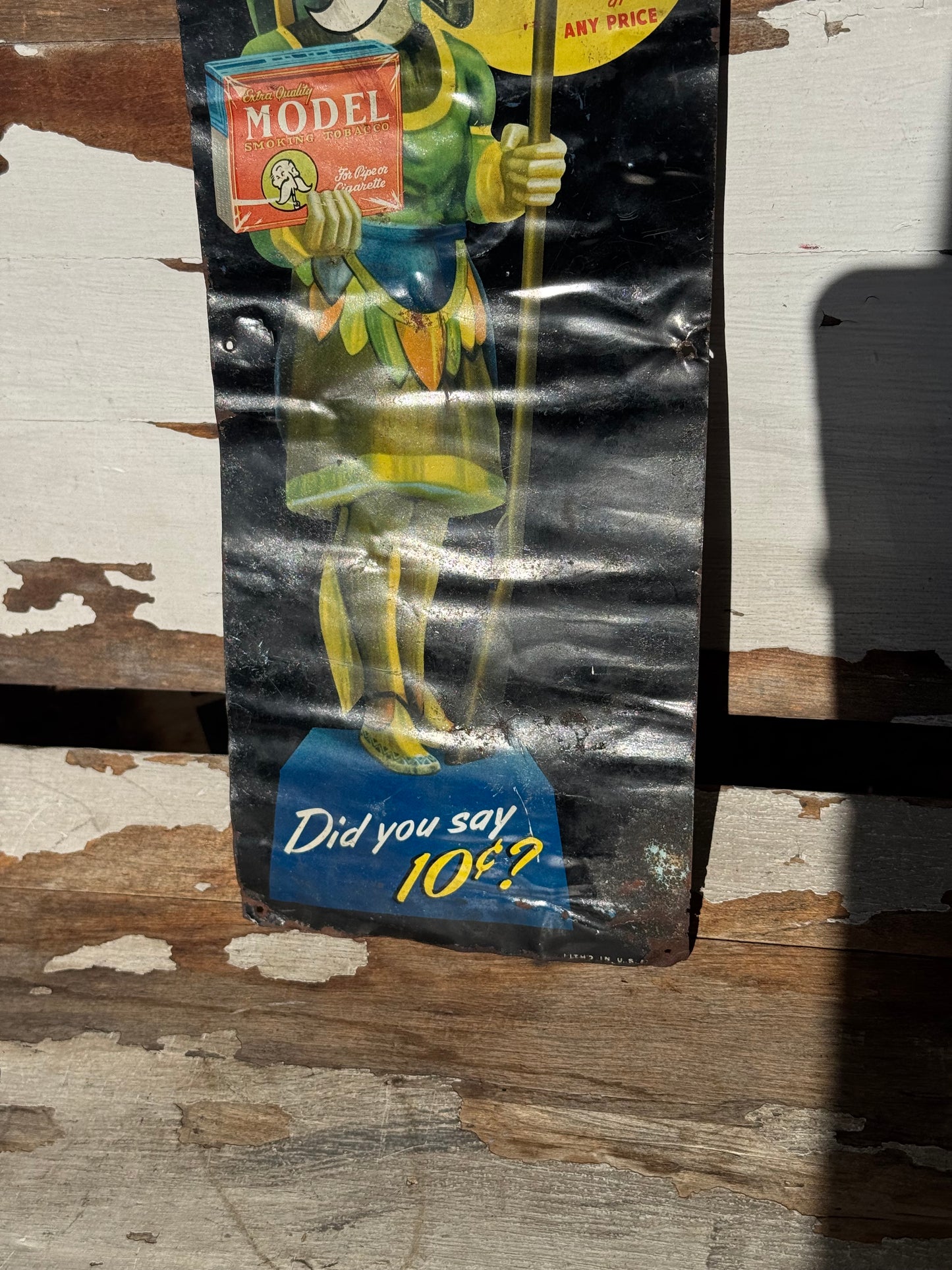 Vintage Models Tobacco Sign Wrinkly