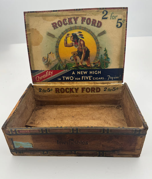 Vintage Cigar Box Rocky Ford Native American 5 Cent