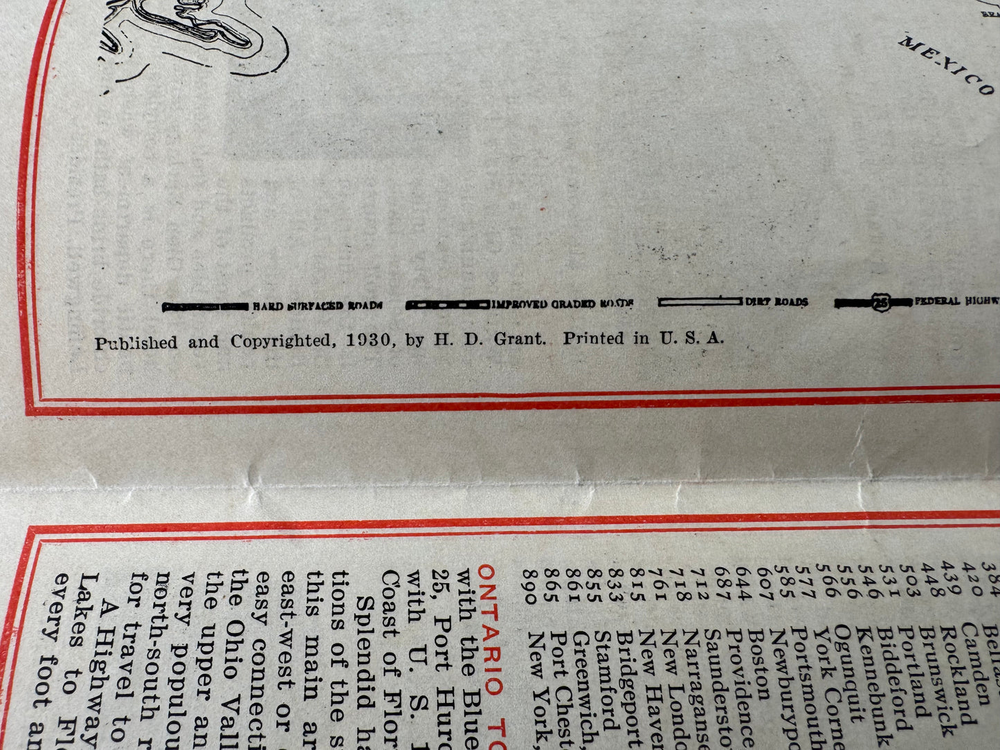 Vintage Road Map 1930 Federal Highway No 1 ME to FL.