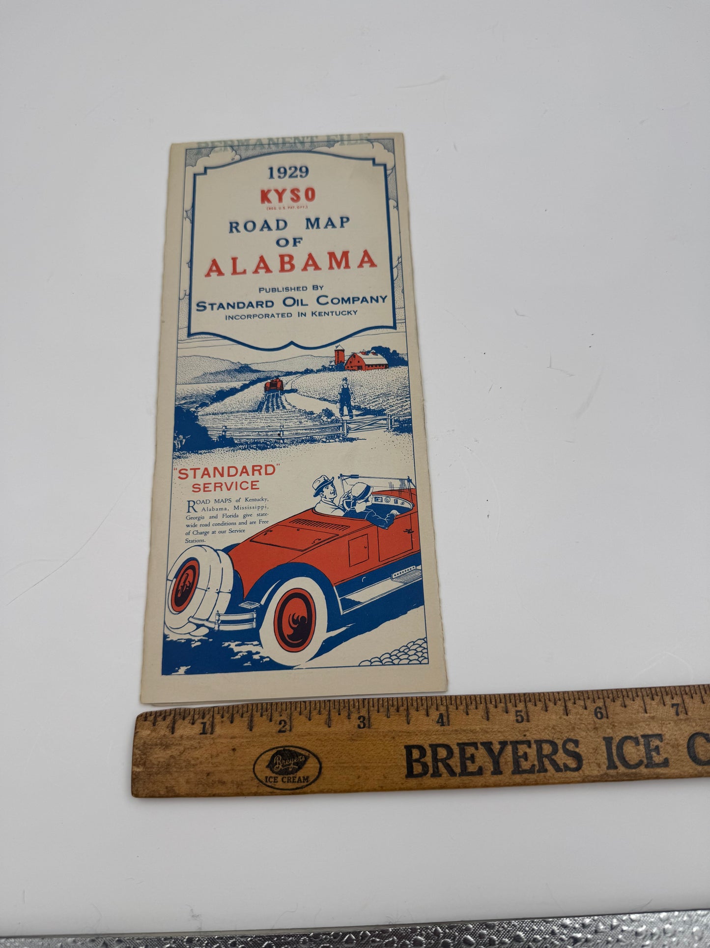 Vintage Road Map 1929 KYSO NOS Permanent File Copy