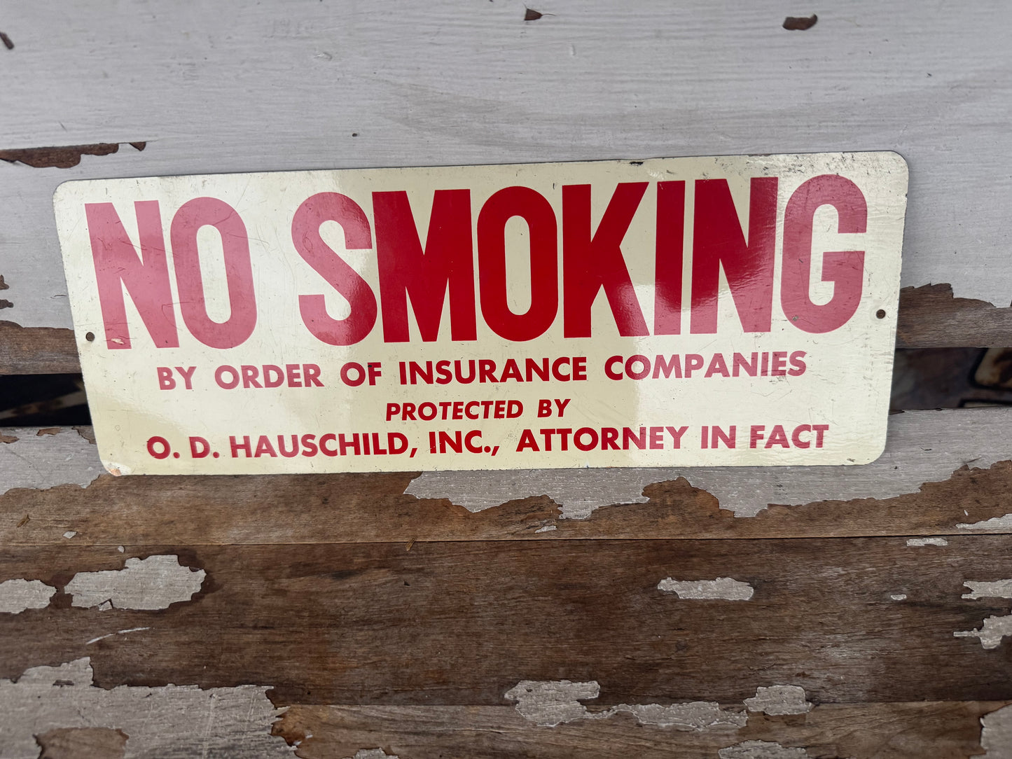 Vintage No Smoking Sign Tin Attorney Insurance