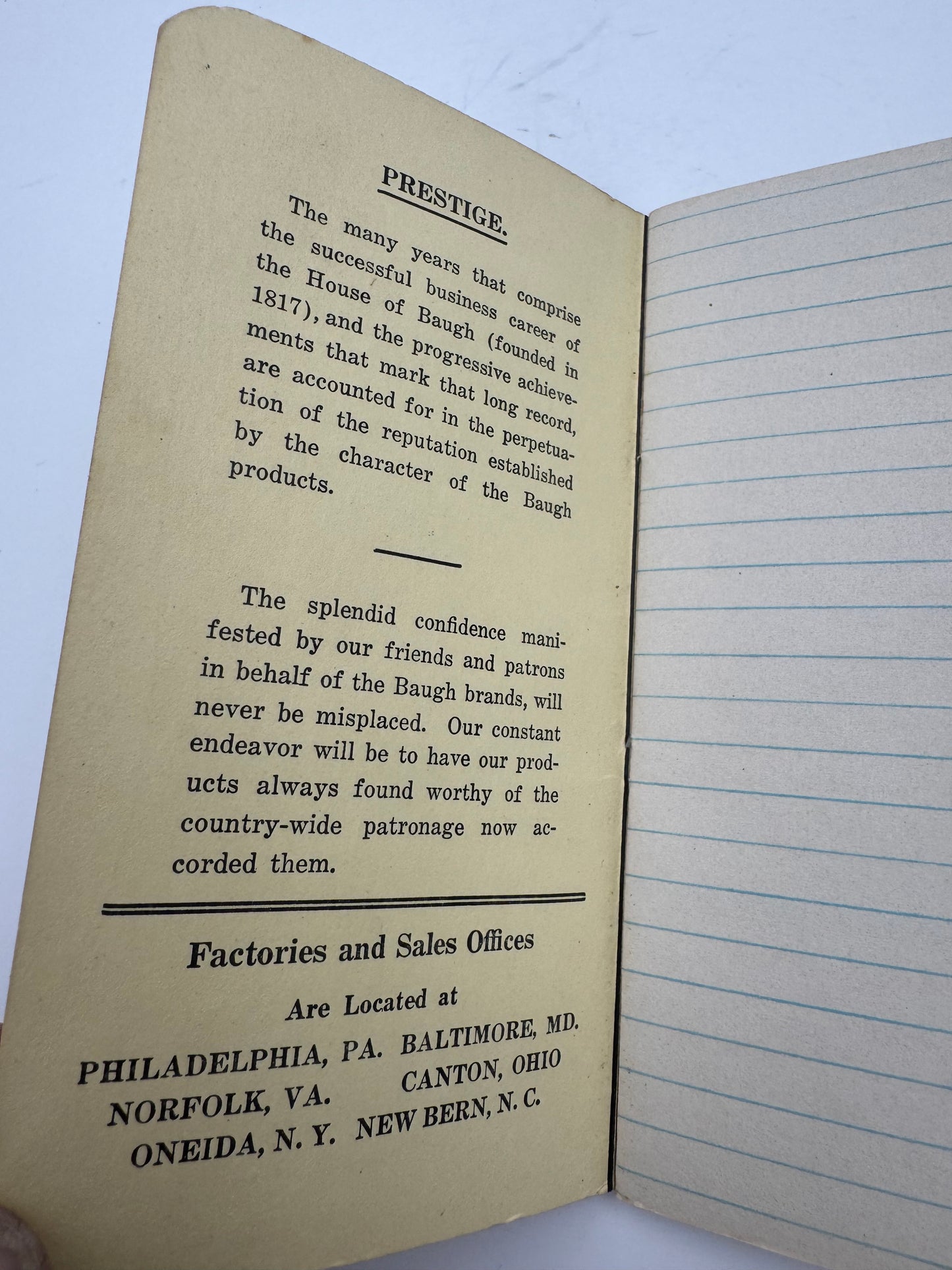 Vintage Baugh & Sons Notebook Farmers.