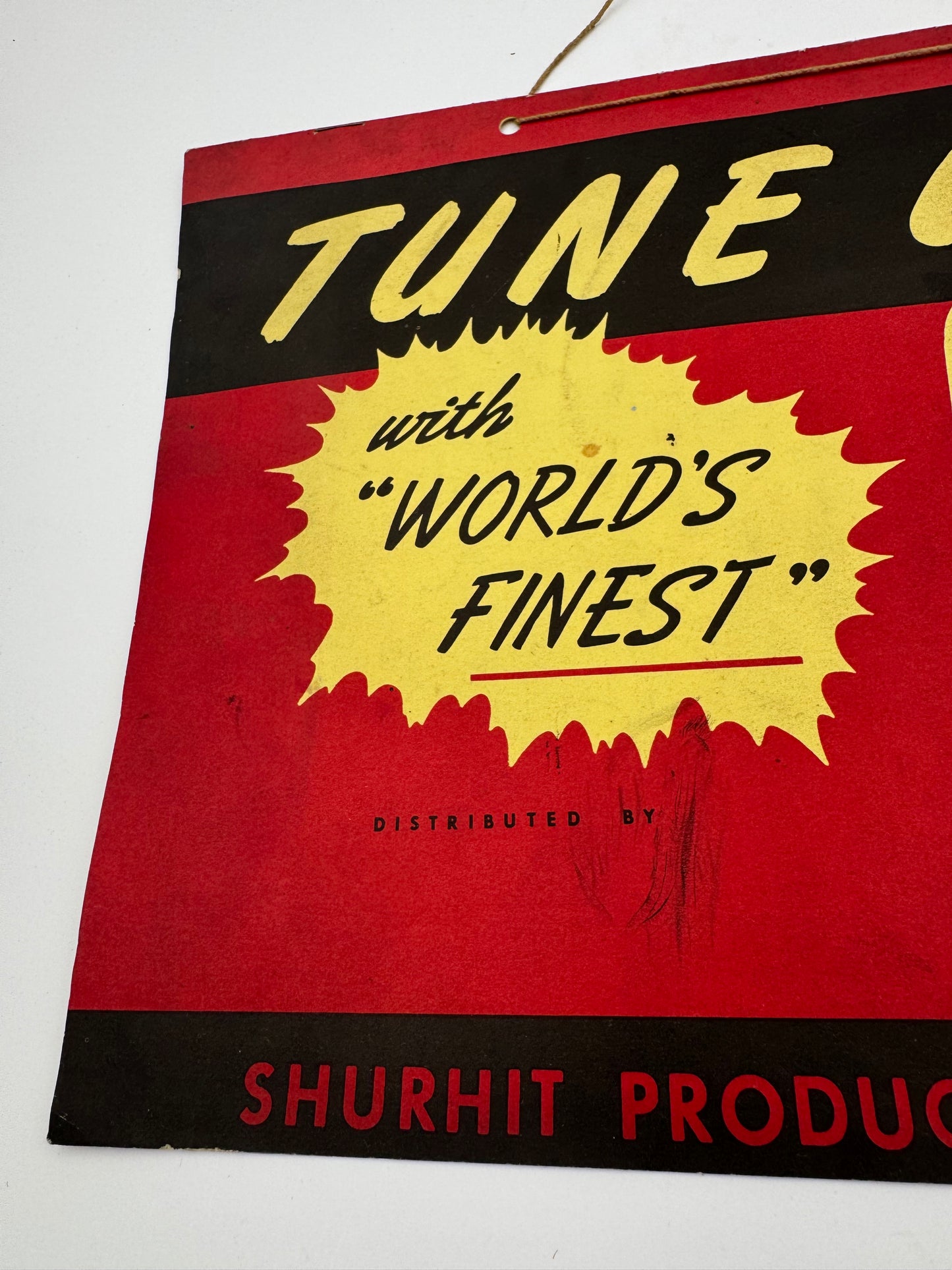 Vintage Sign Shurhit Ignition Tune Up Cardstock 1930s