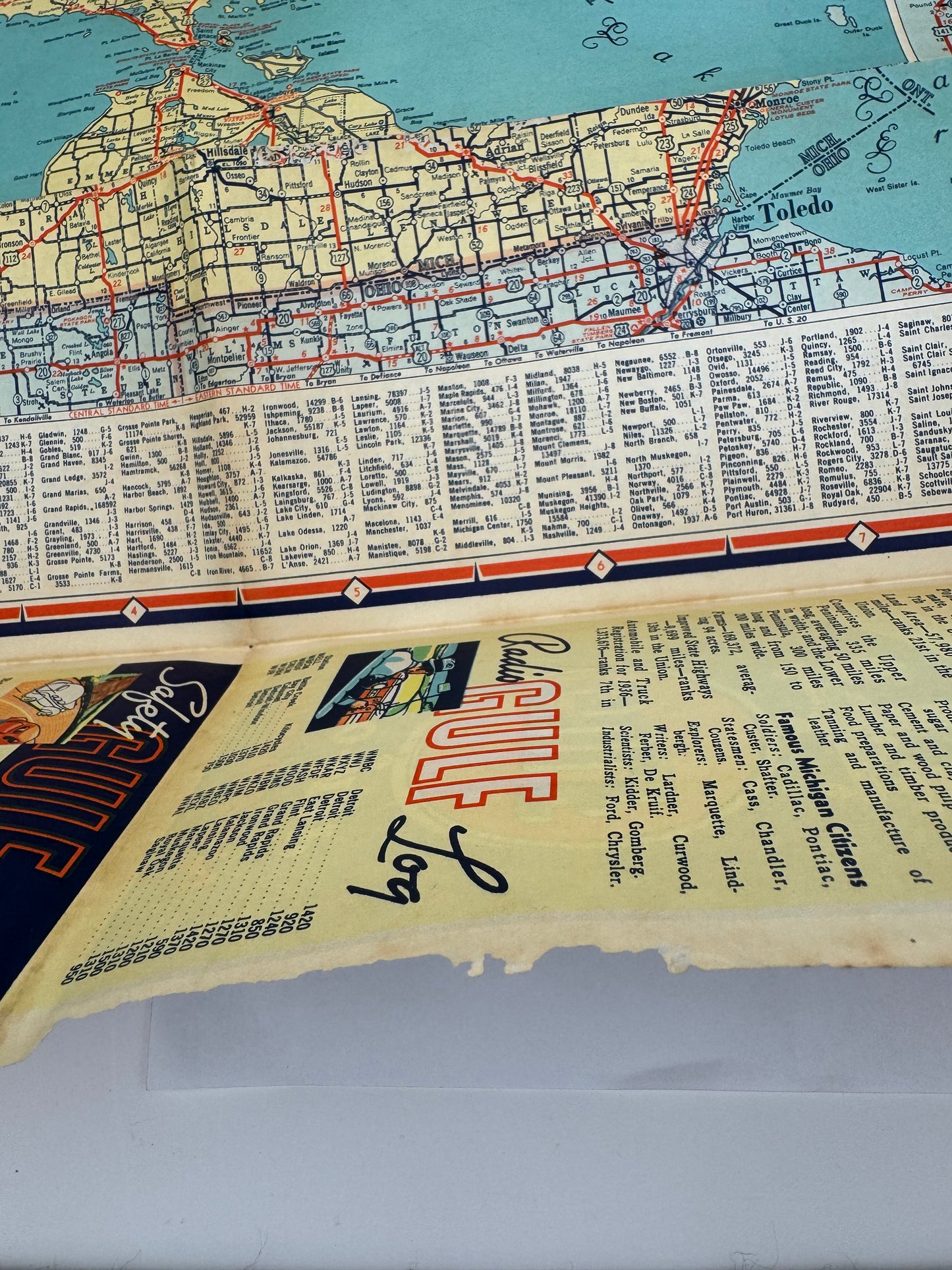 Vintage Road Map Gulf Michigan 1930s