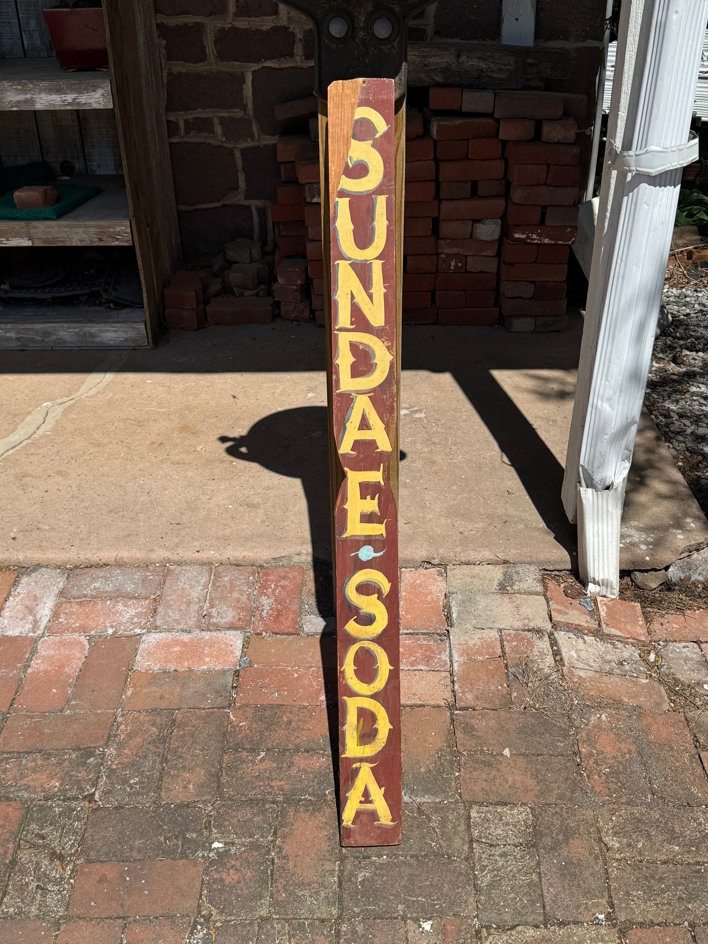 Vintage Soda Sign Wood Hand Painted 1950s