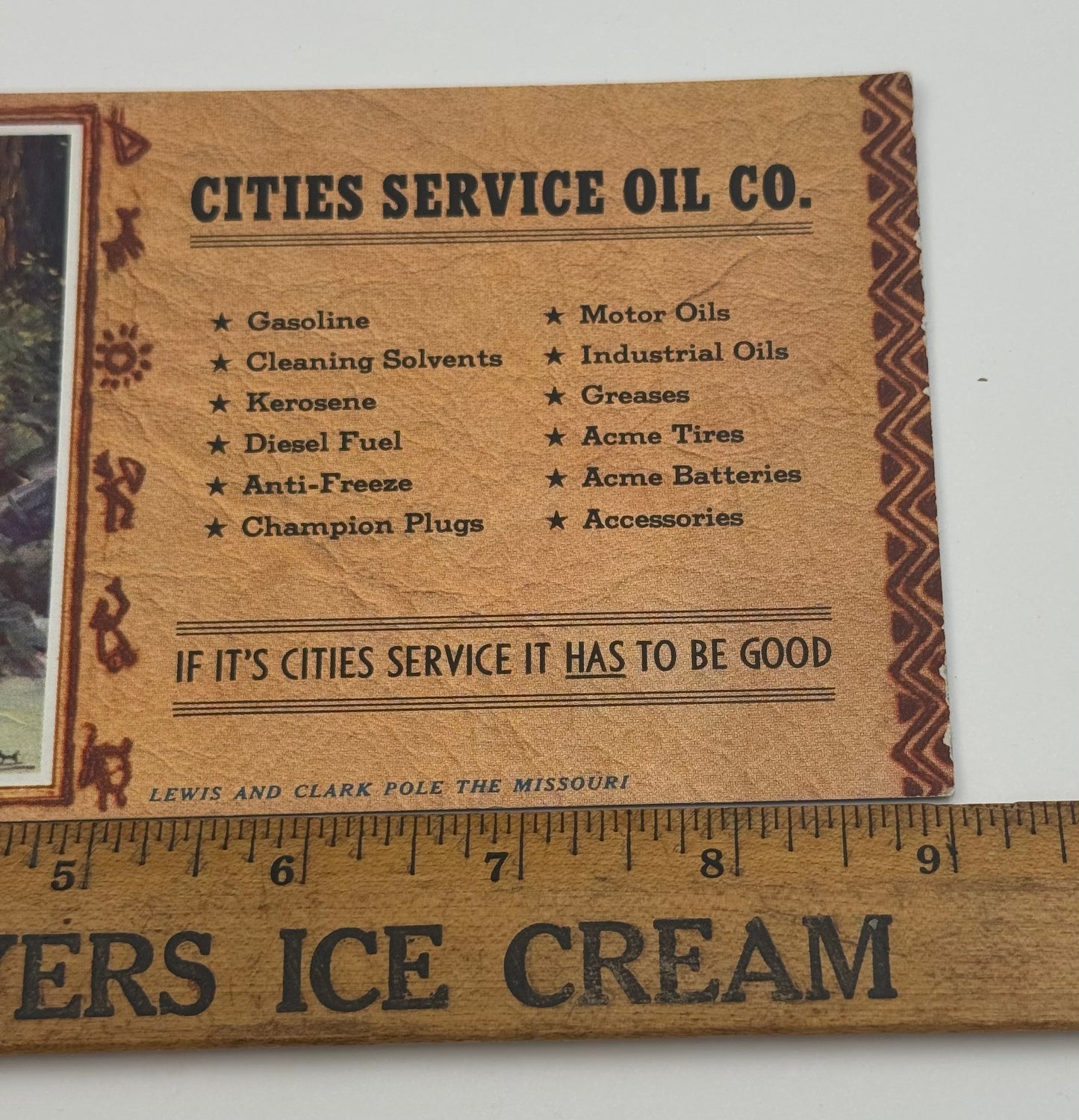 Vintage ink Blotter Cities Service Lewis and Clark Mint