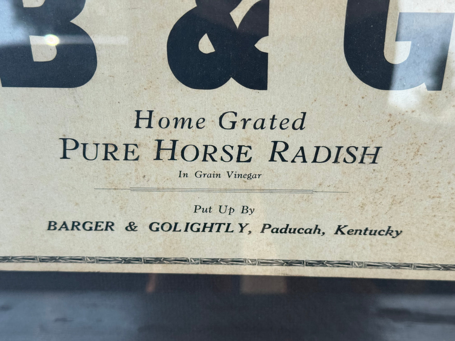 Vintage Sign Pure Horse Radish Broadside Ad