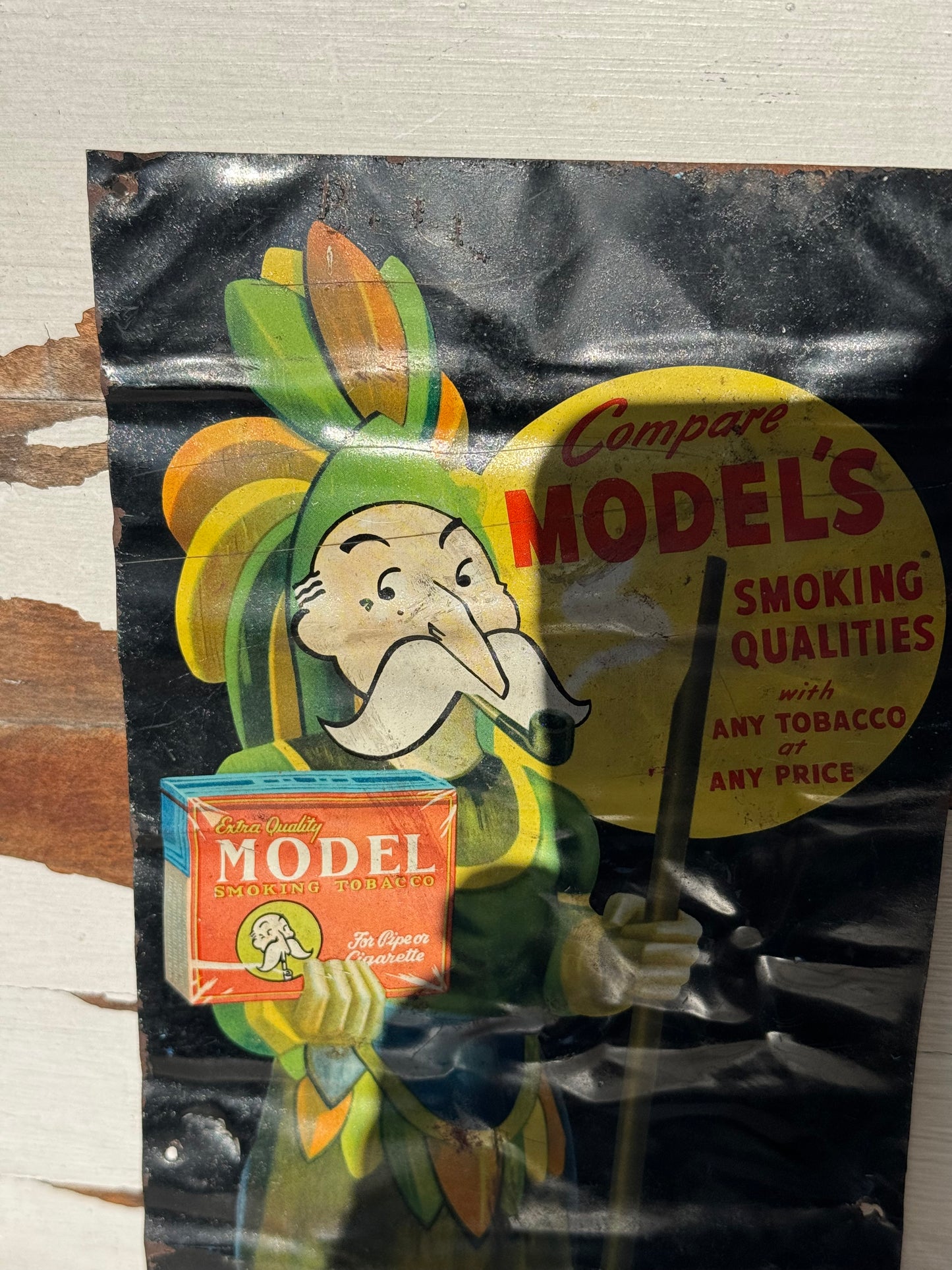 Vintage Models Tobacco Sign Wrinkly