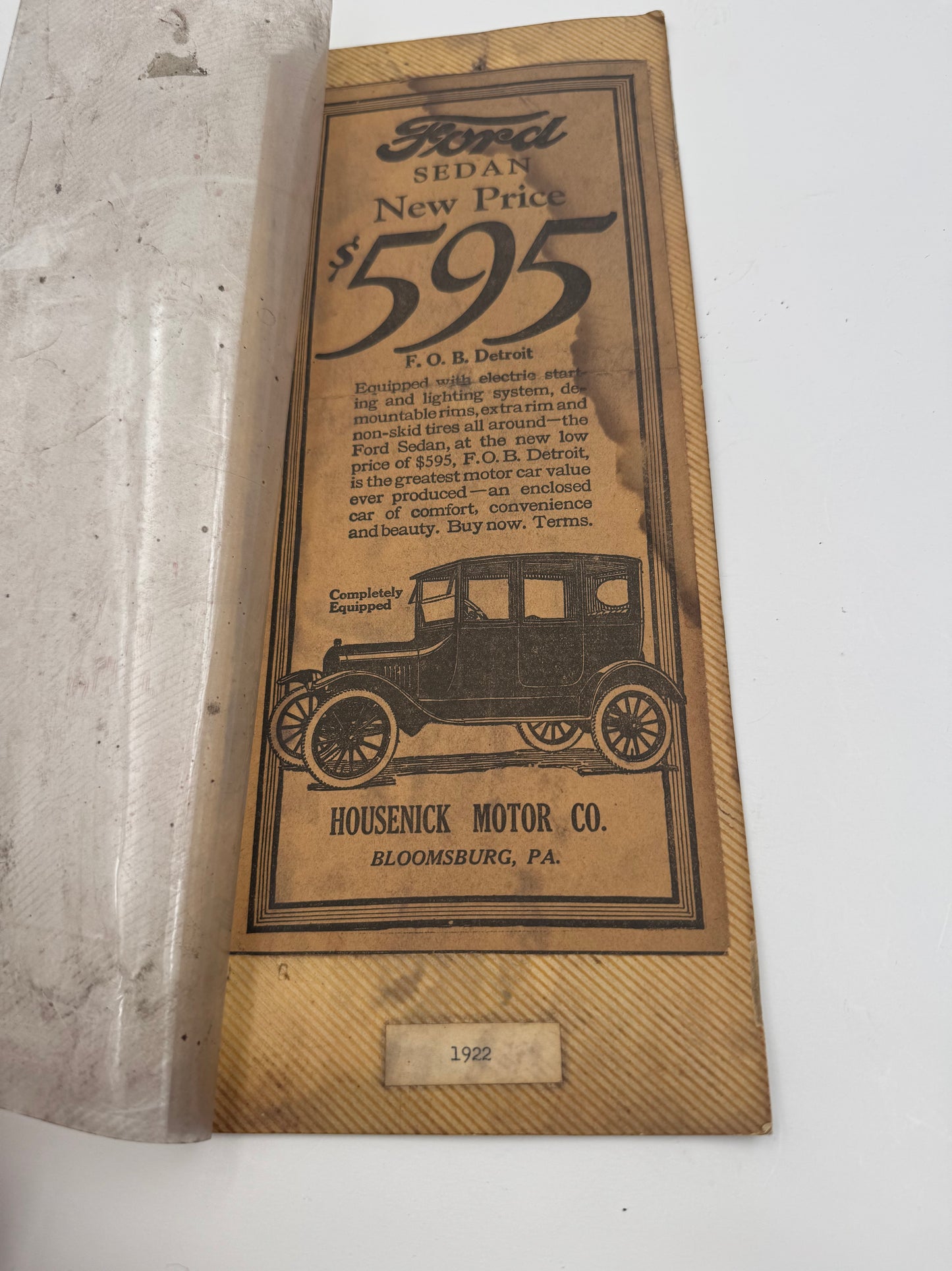 Vintage Ford Sedan Print Ad 1922