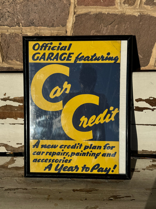 Vintage Sign Car Credit Payment Plan Advertising.