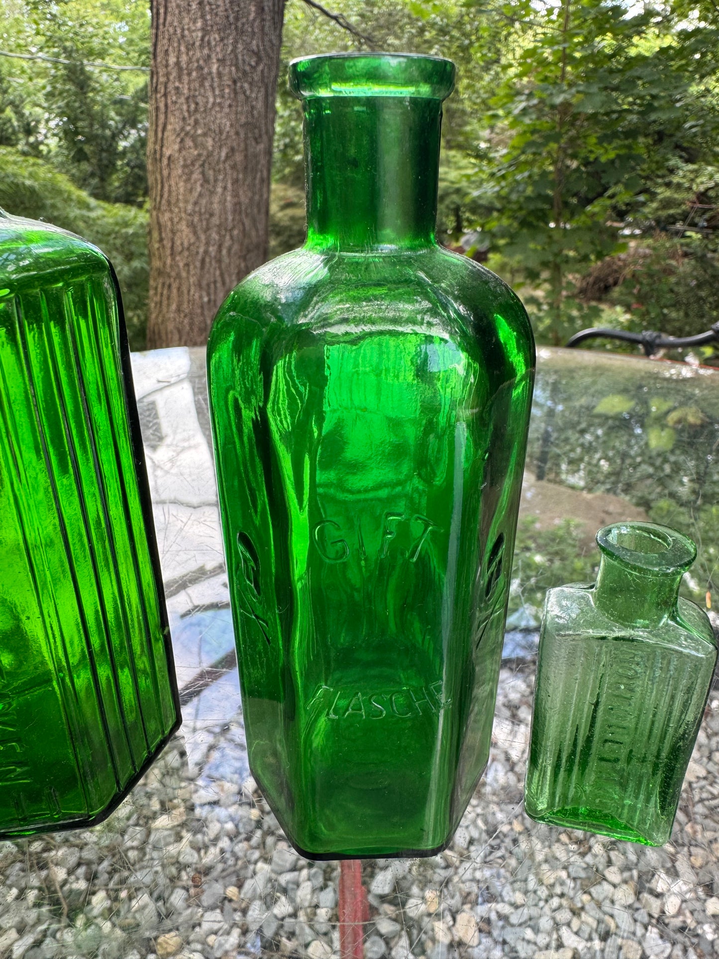 Vintage Poison Medicine Bottle Colection Green
