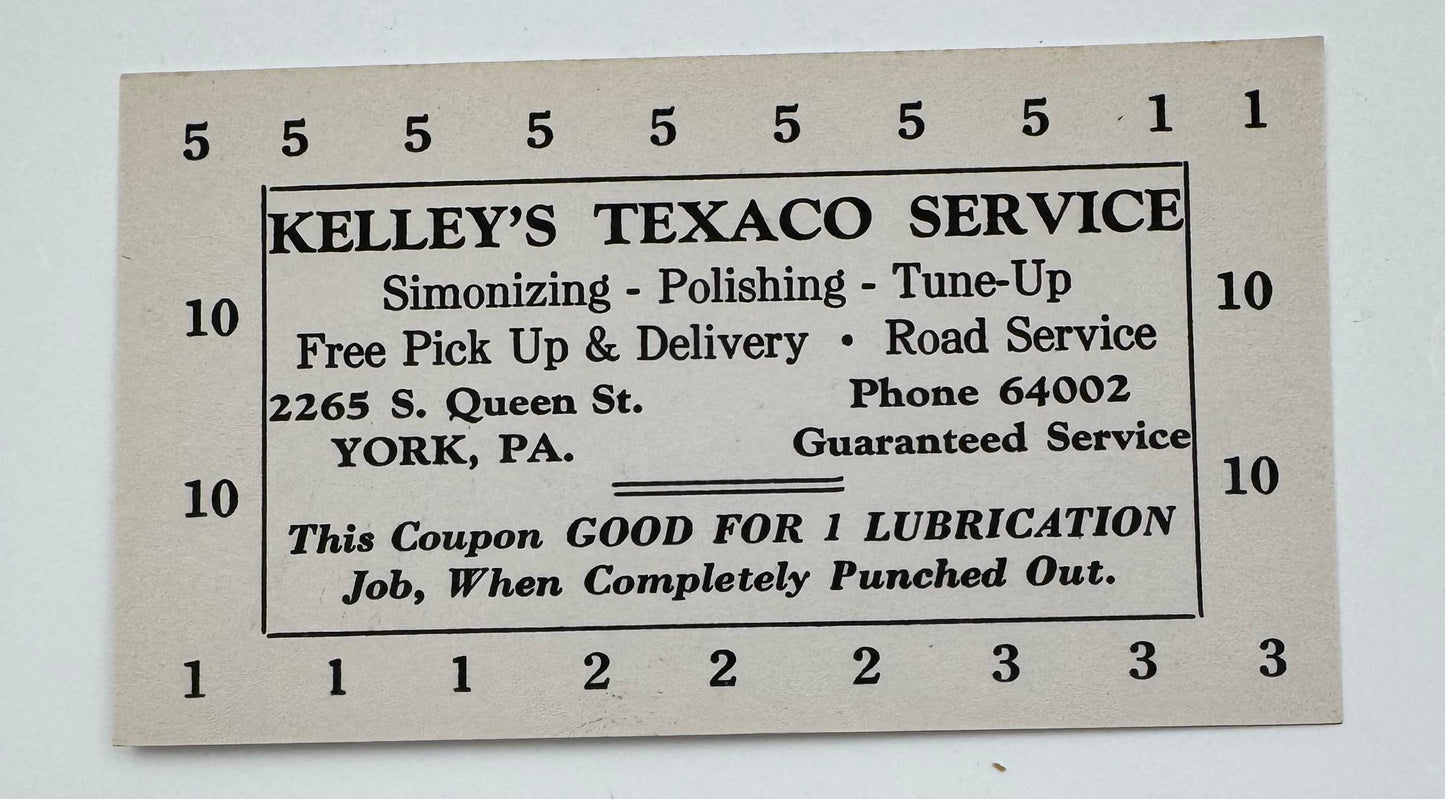 Vintage Texaco Service Coupons (2) Kelleys York PA NOS