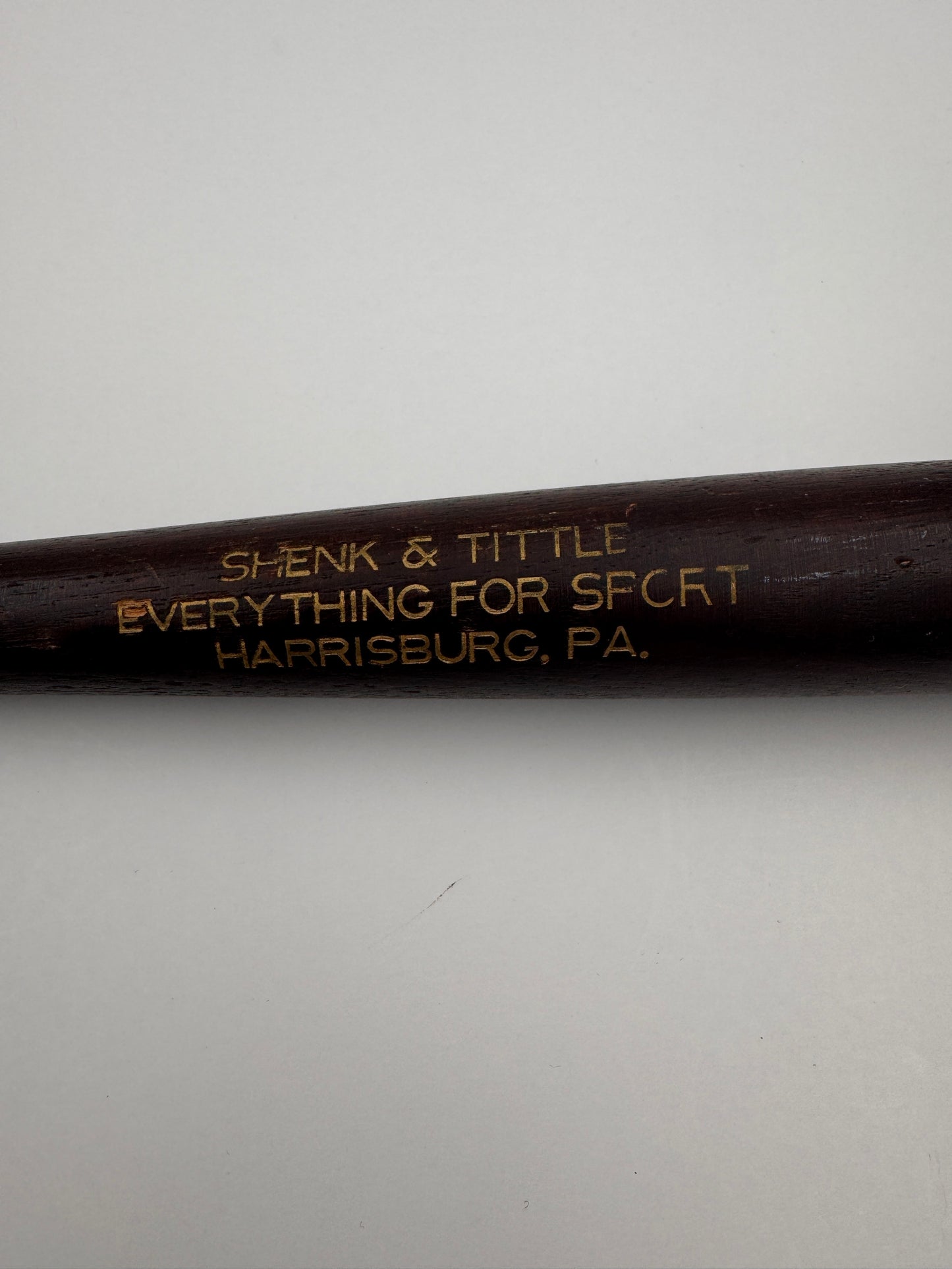 Vintage Baseball Advertising Bat Shenk and Tittle Harrisburg PA.