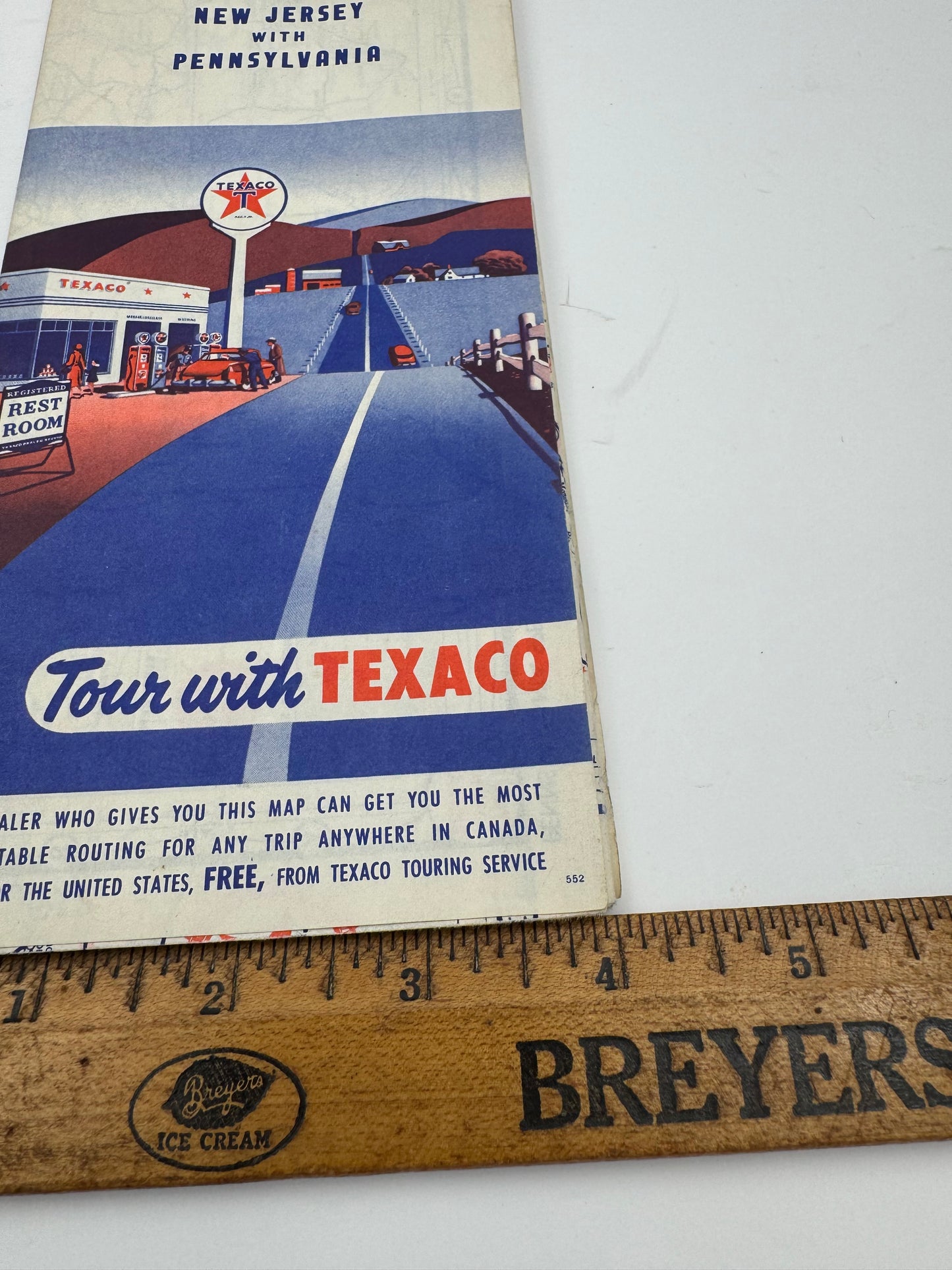 Vintage Road Map Texaco New Jersey PA NOS