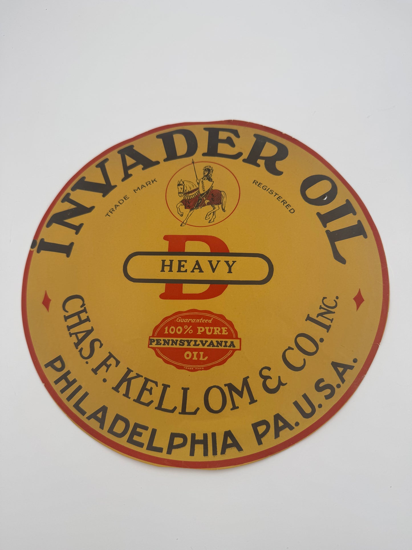 Vintage Invader Oil Co Ad Round 10”