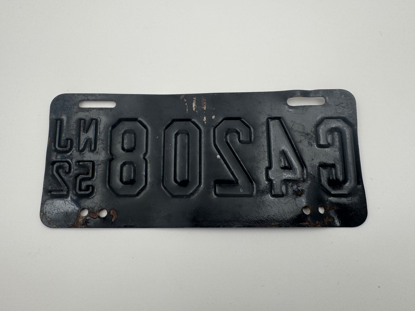 Vintage Motorcycle License Plate NJ 1952
