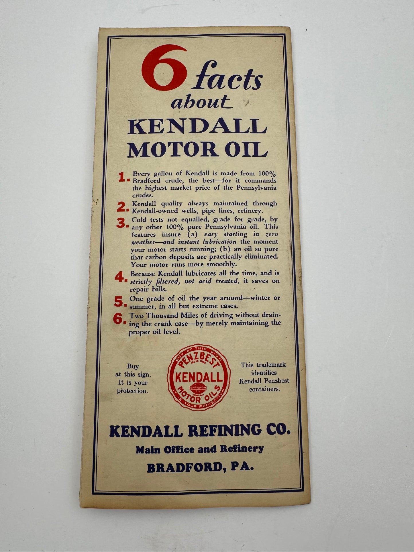 Vintage Roadmap 1931 Pennsylvania NJ New England Kendall
