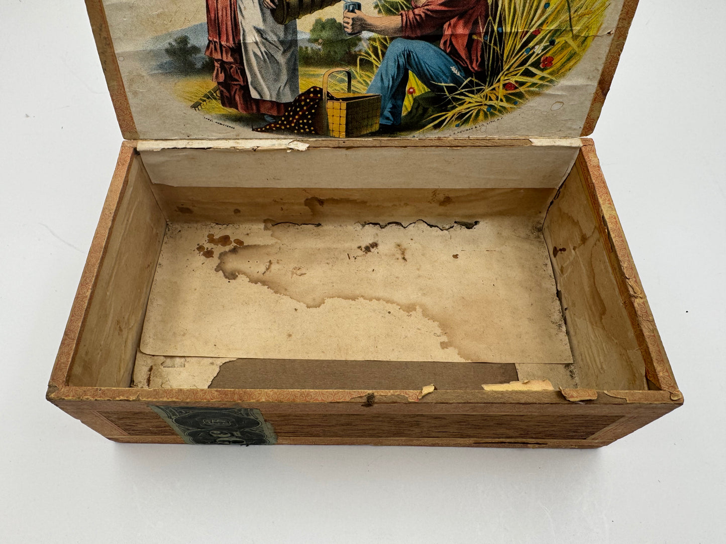 Vintage Cigar Box Pure Rye Lid Slight Warp