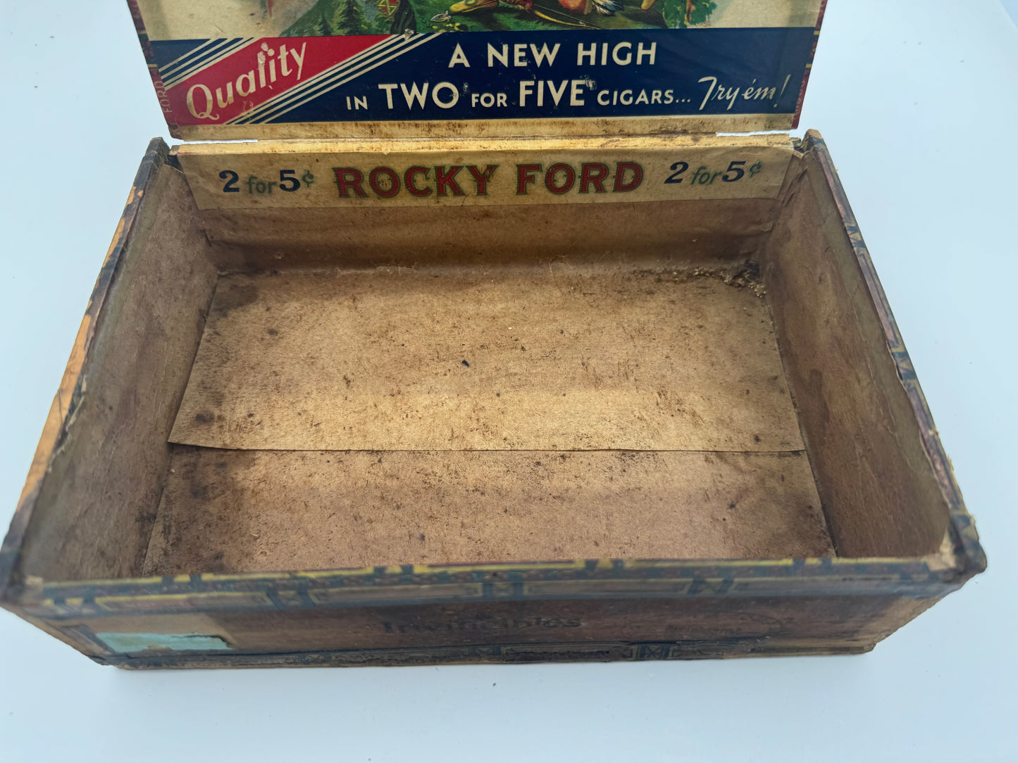 Vintage Cigar Box Rocky Ford Native American 5 Cent