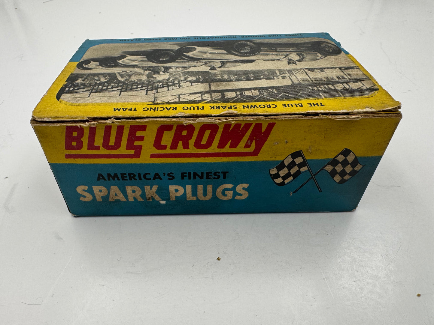 Vintage Blue Crown Spark Plug Box