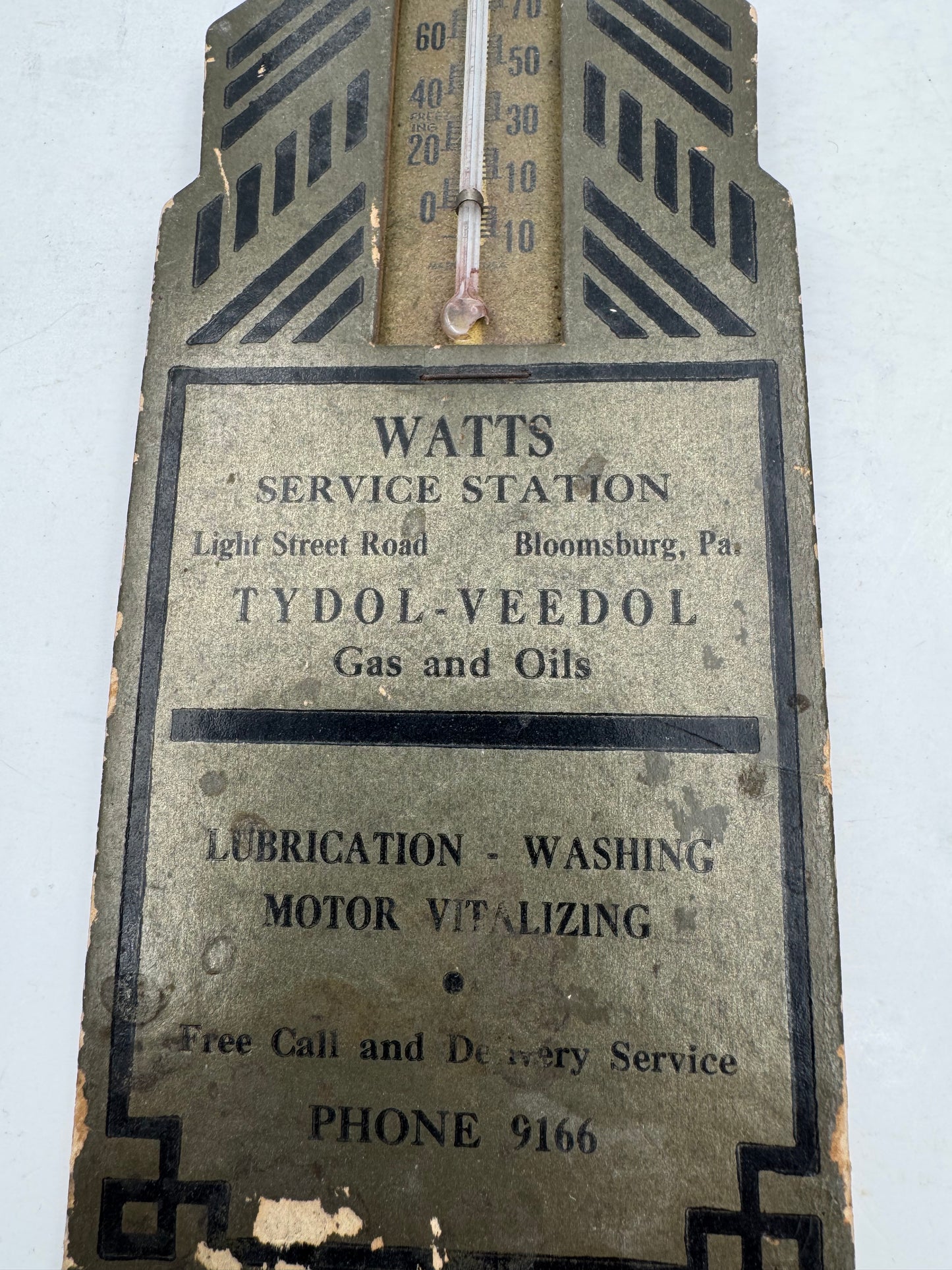 Vintage Thermometer Tydol Veedol 1930s