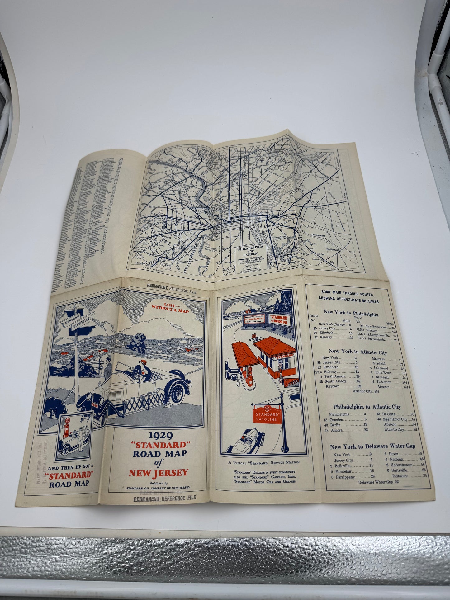 Vintage Road Map Standard Oil New Jersey 1929