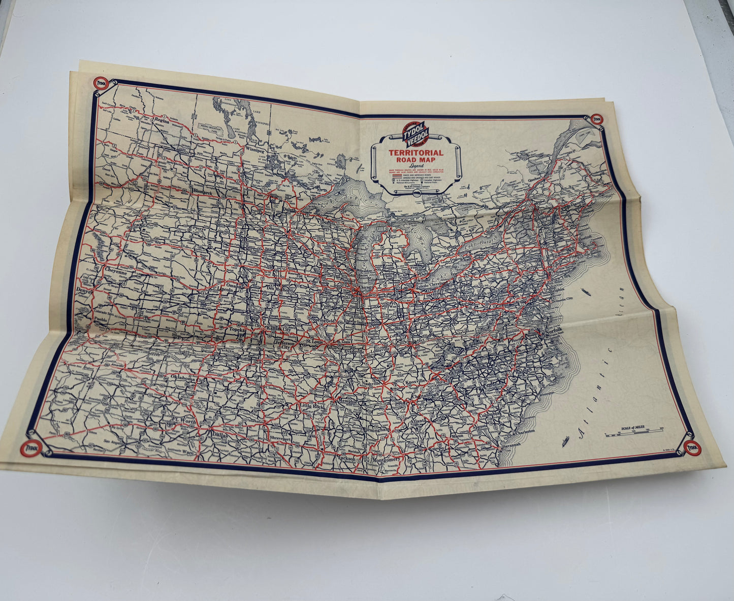 Vintage Roadmap 1933 PA NJ Tydol Veedol