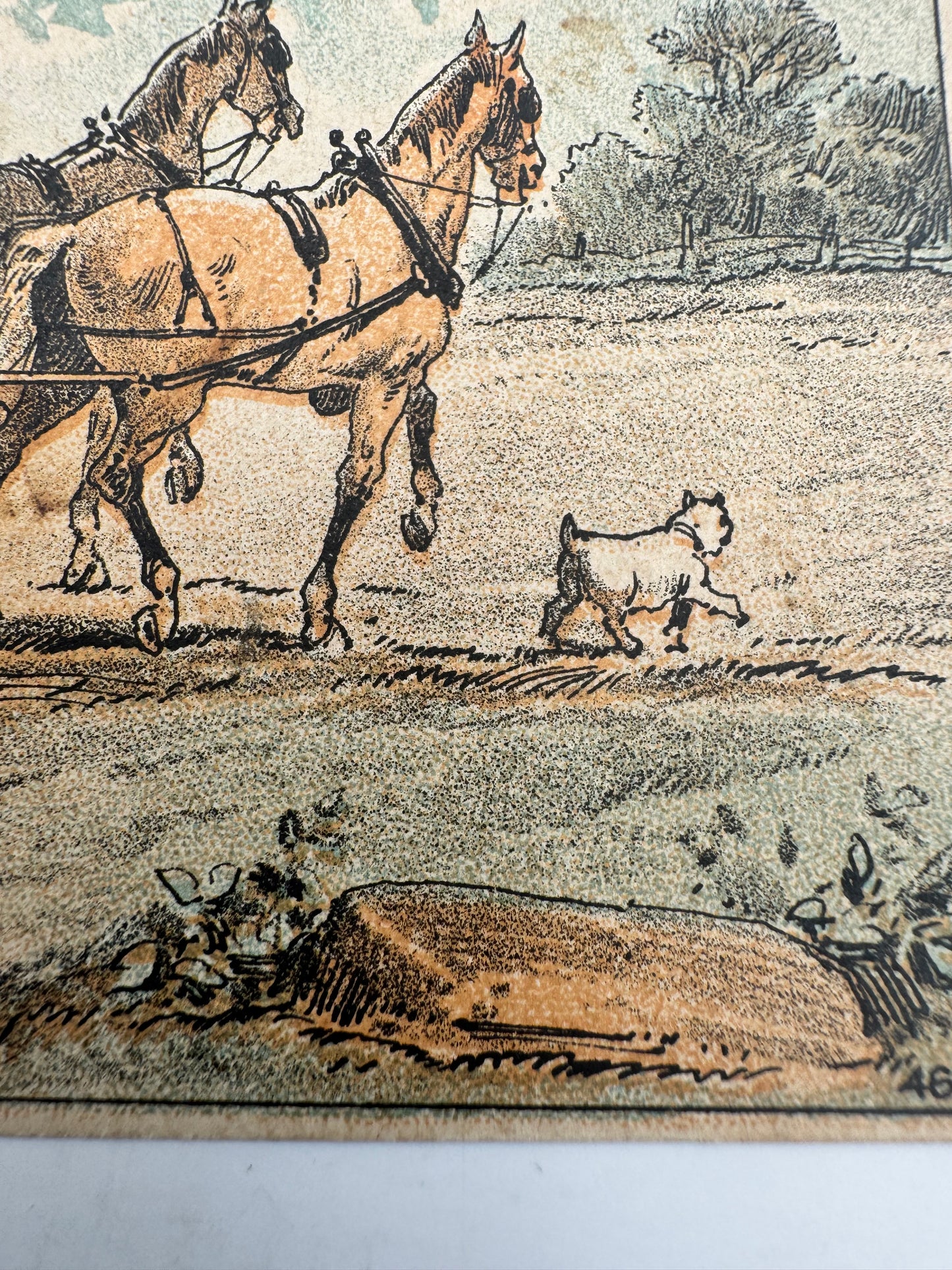 Vintage Trade Card Farmer Teaches Dogs To Plow