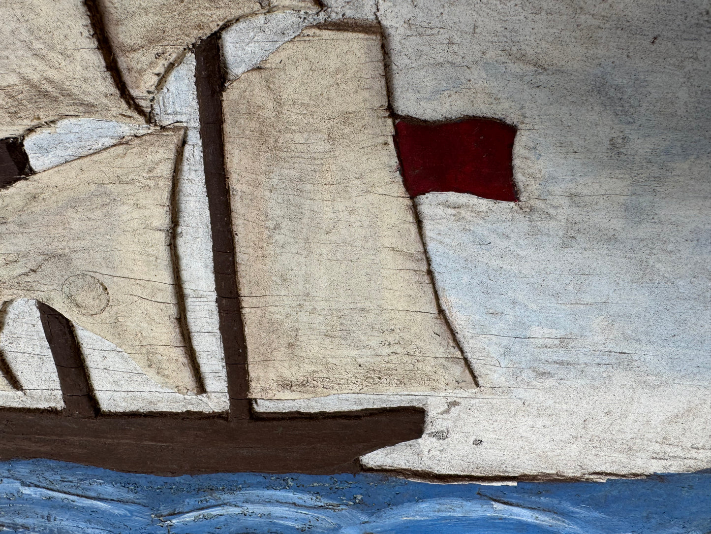 Vintage Ship Art Chiseled Wood Artwork