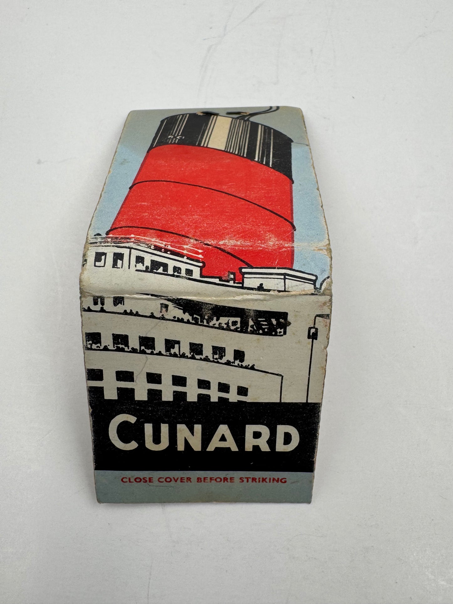 Vintage Matchbook Cunard Cool Ship Stack Graphic NOS