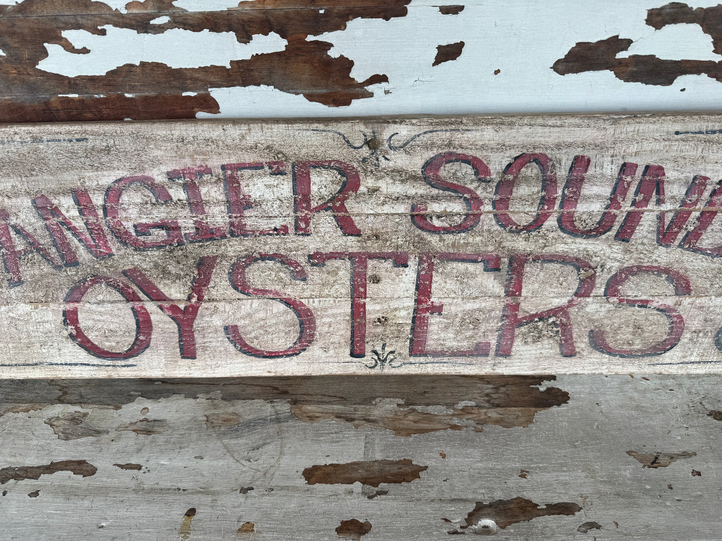 Vintage Oyster Sign Tangier Sound VA. Wood