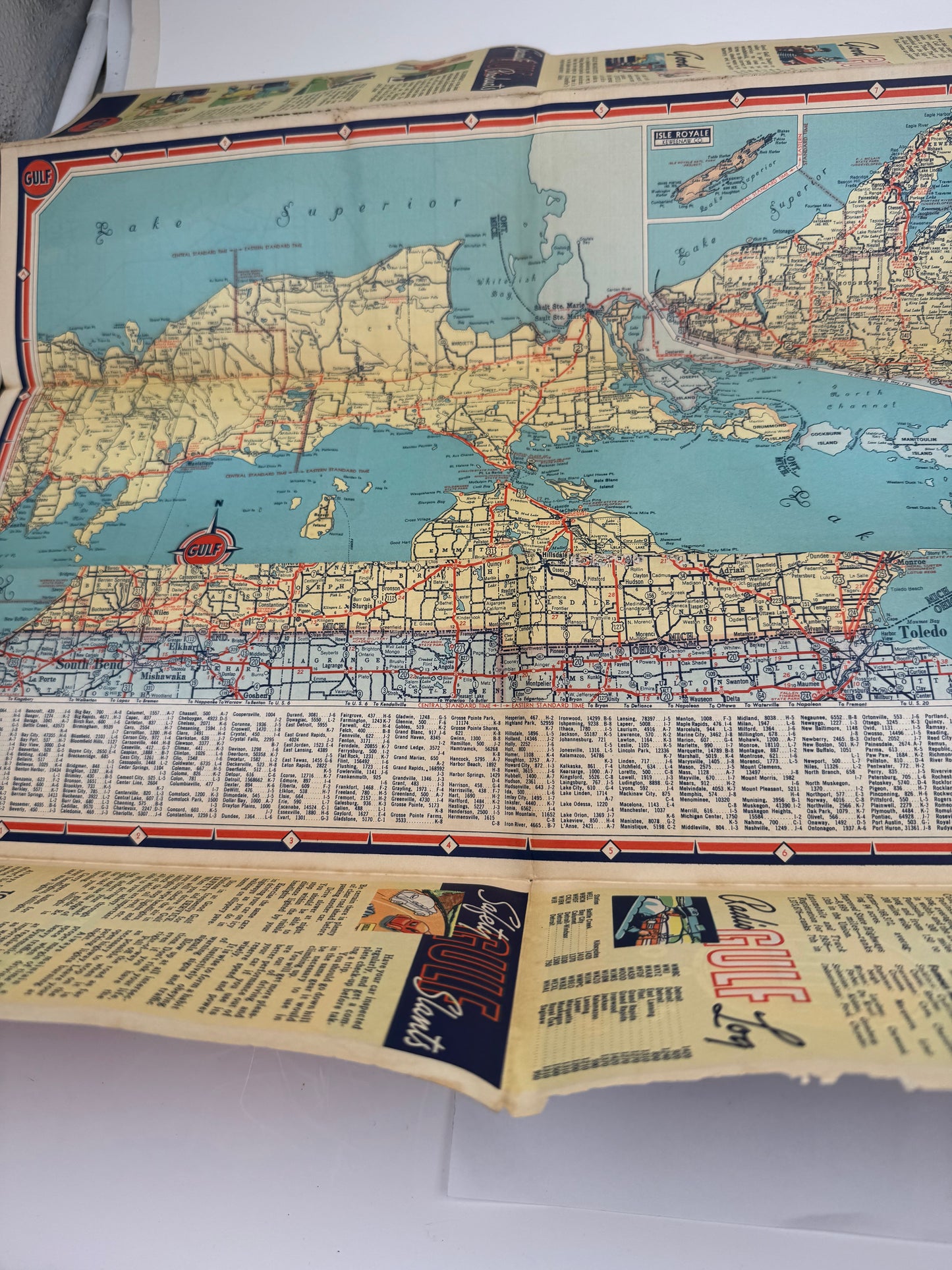 Vintage Road Map Gulf Michigan 1930s