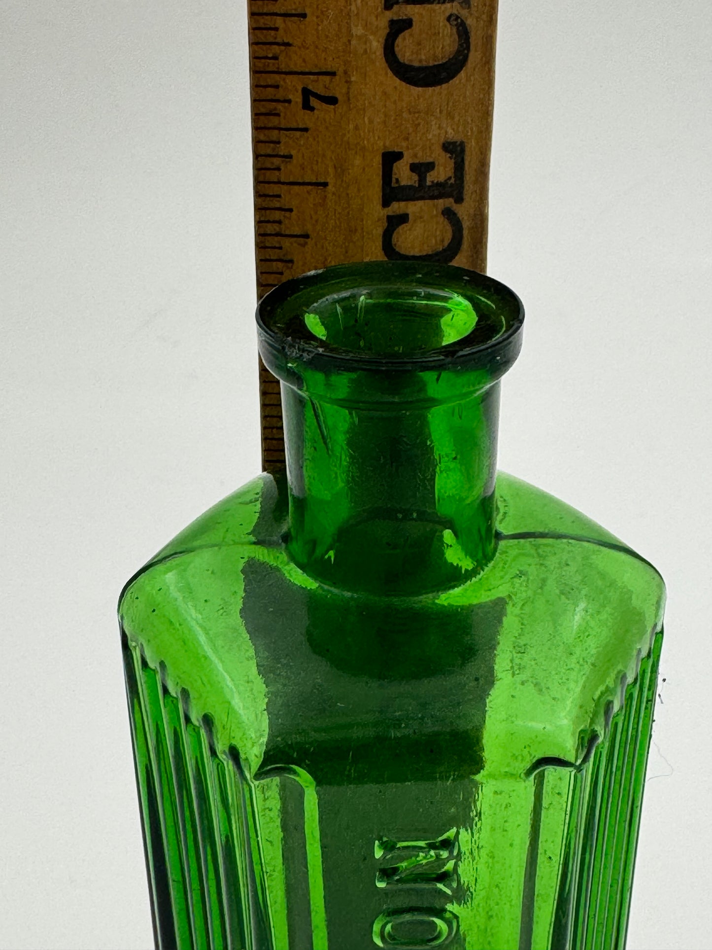 Vintage Poison Bottle Green Ribbed 8 Oz