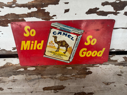 Vintage Camel Sign Tin So Mild So Good
