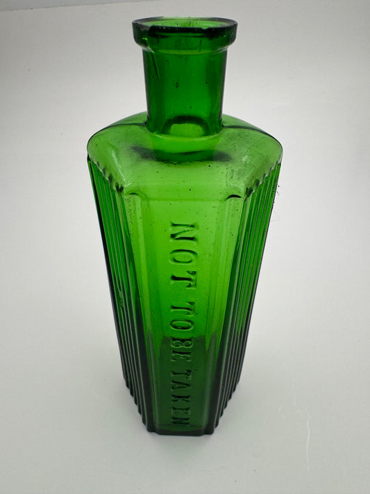 Vintage Poison Bottle Green Ribbed 8 Oz