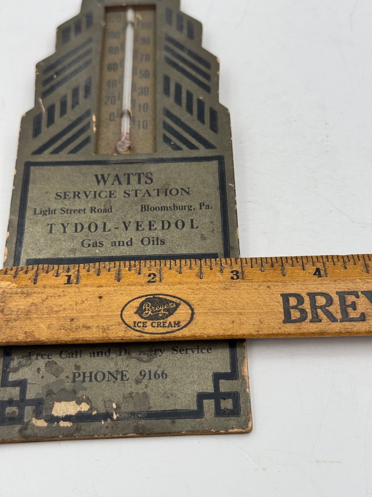 Vintage Thermometer Tydol Veedol 1930s