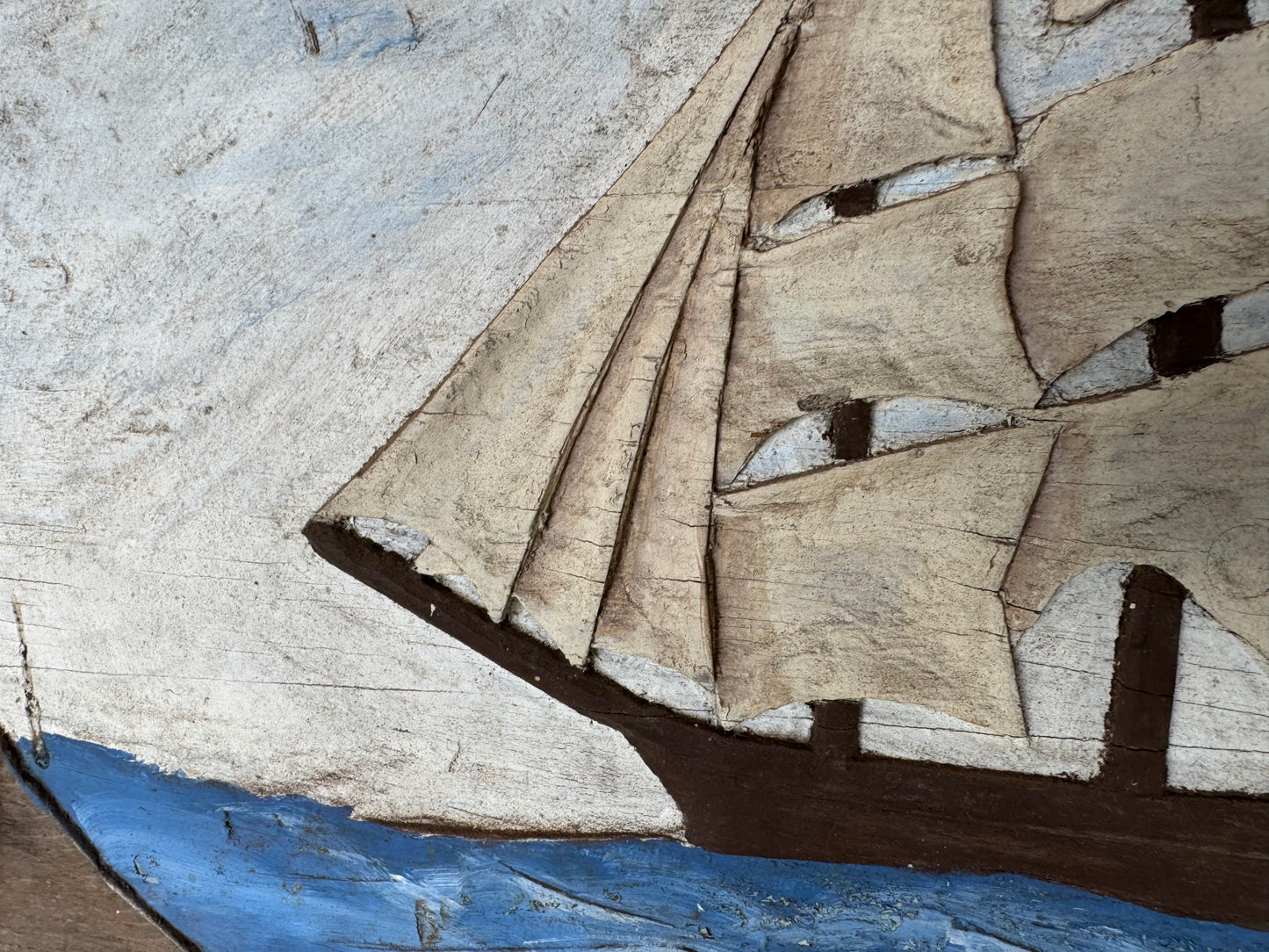 Vintage Ship Art Chiseled Wood Artwork