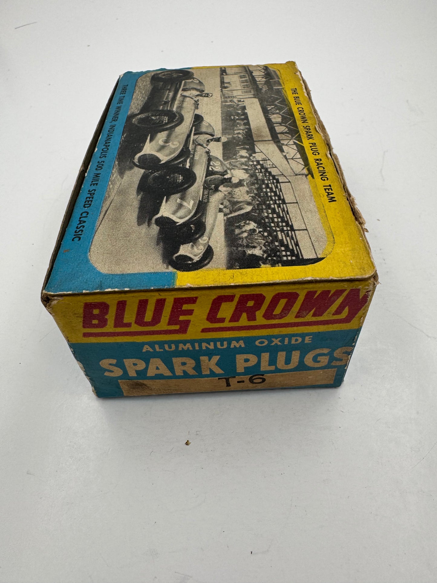 Vintage Blue Crown Spark Plug Box