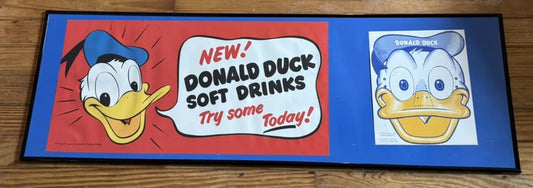 Vintage Sign Donald Duck Soft Drinks  With Rare Premium