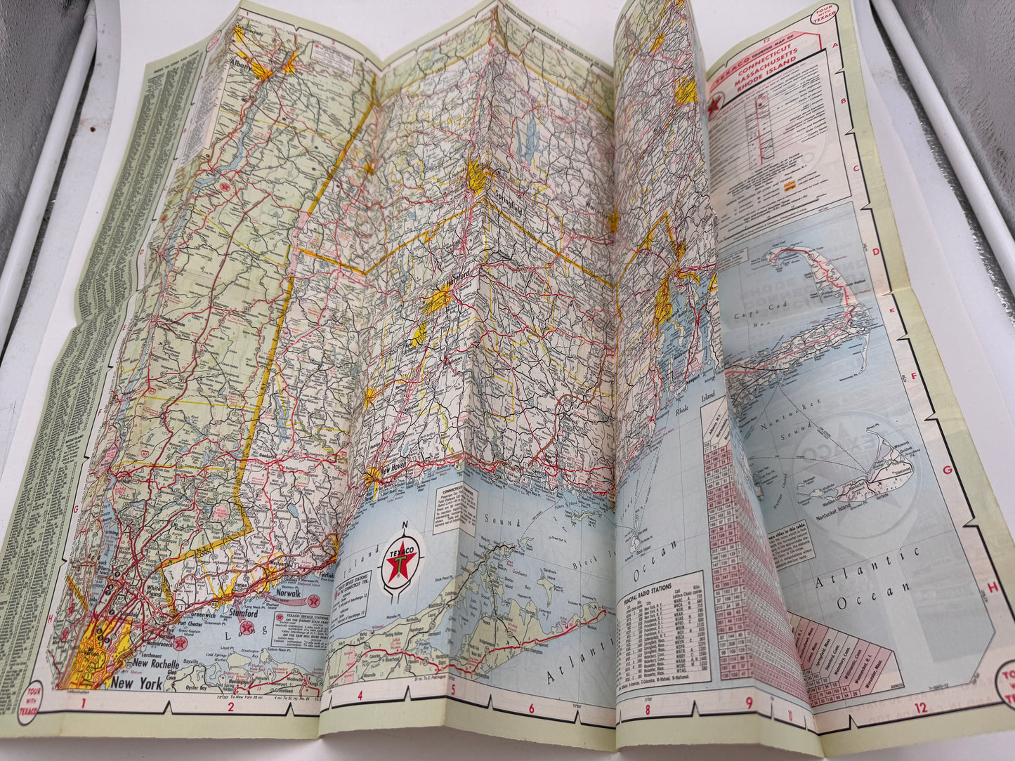 Vintage Texaco Roadmap MA CT RI 1950s NOS
