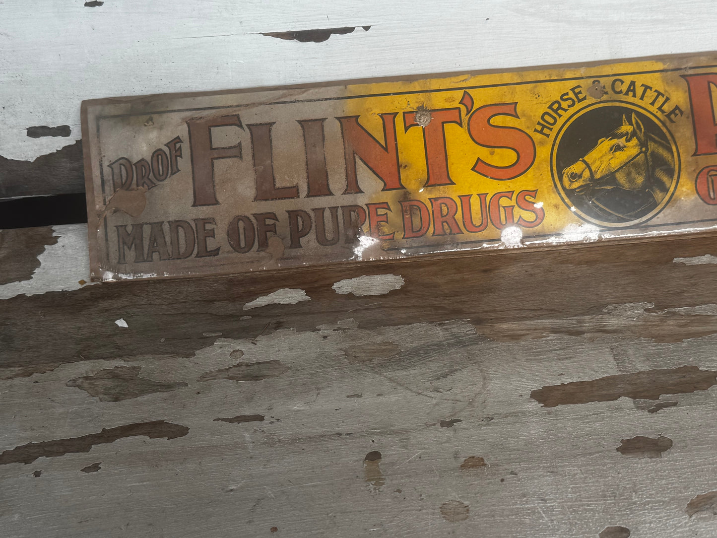 Vintage Sign Flints Powders Paper Great Graphics