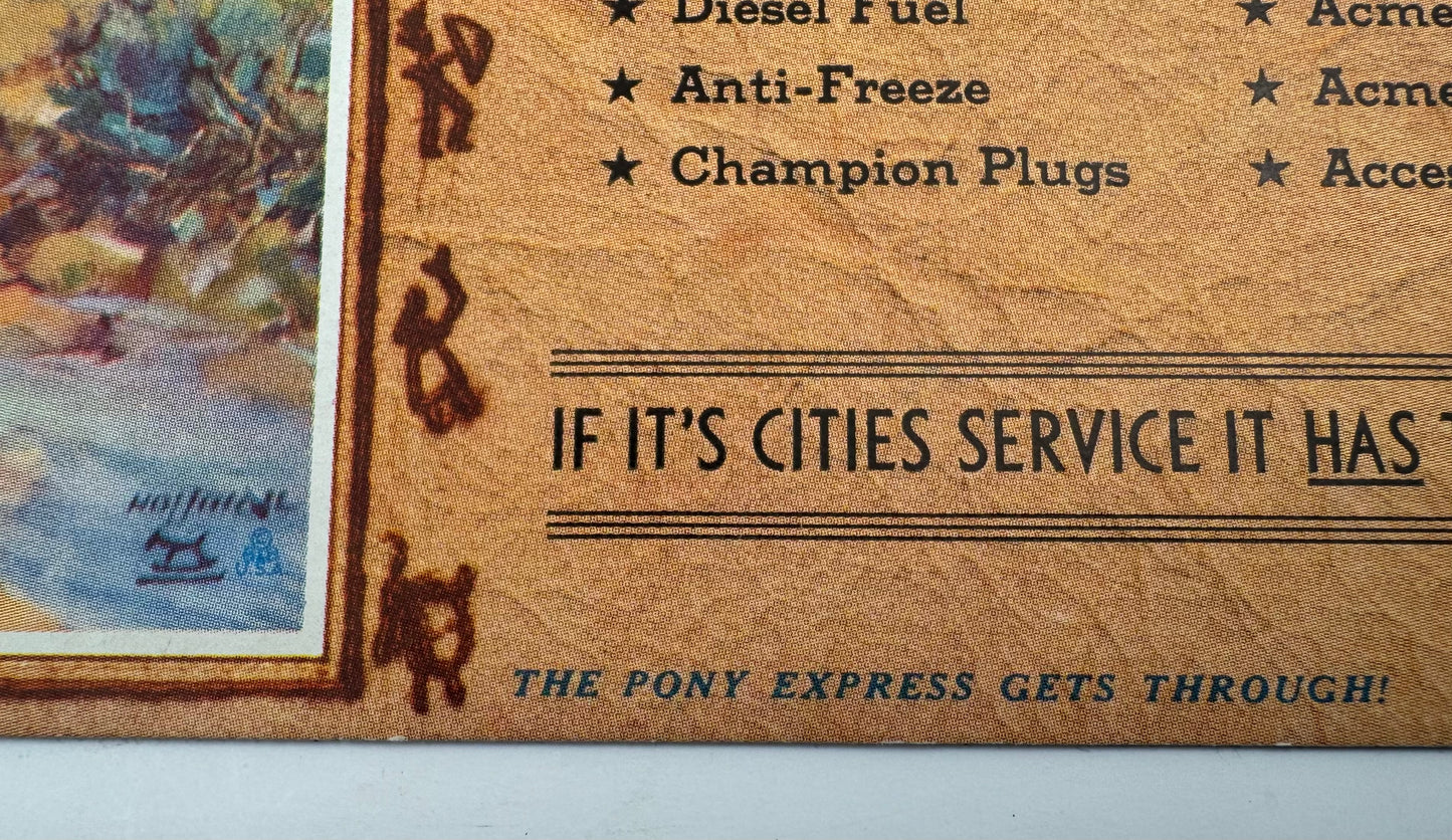 Vintage Ink Blotter Cities Service Pony Express